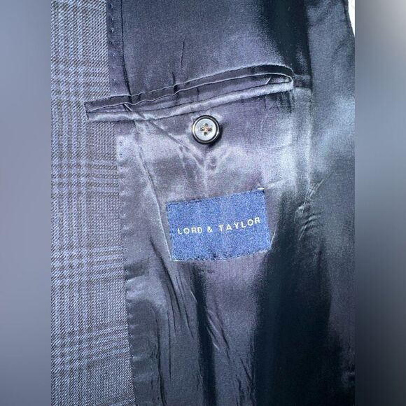 Lauren Ralph Lauren Lord & Taylor 100% Wool‎ Blue Plaid Blazer Size 48R **FLAW** - Picture 4 of 10